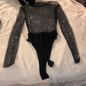 sheer rhinestone bodysuit